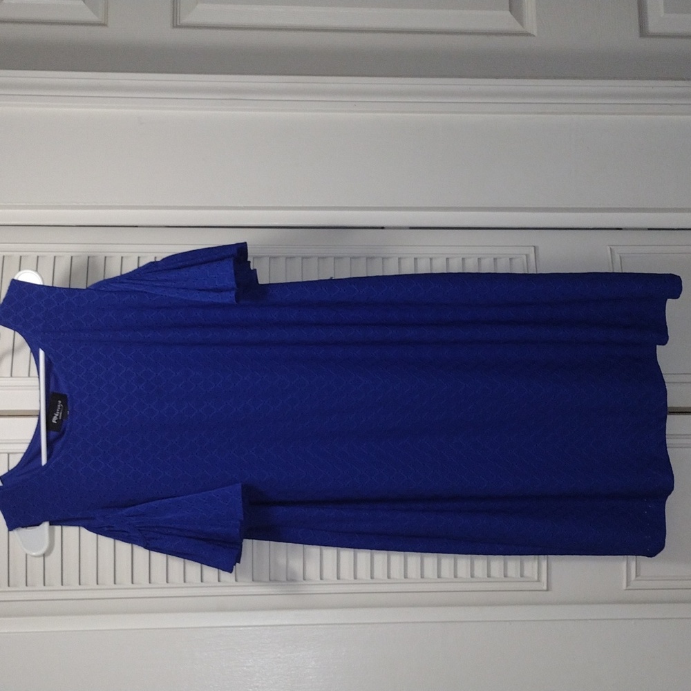 RN Studio , blue dress with peekaboo shoulders (Size 16)